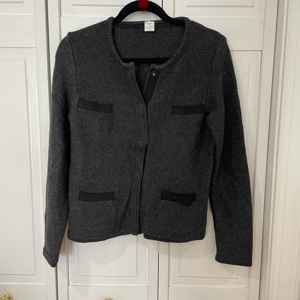 JCrew Wool Cardigan with Bow detailing on pocket
